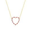 Large Diamond, Pink Sapphire and Ruby Open Heart Necklace