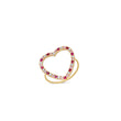 Large Diamond, Pink Sapphire and Ruby Open Heart Ring