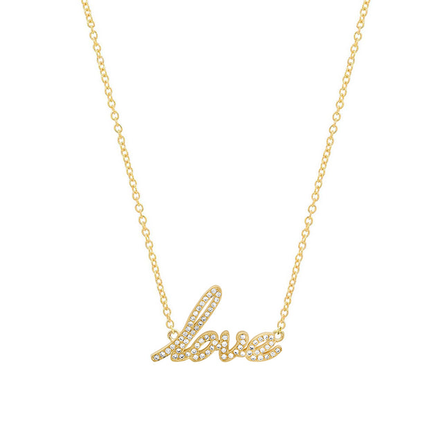 Diamond Love Script Necklace