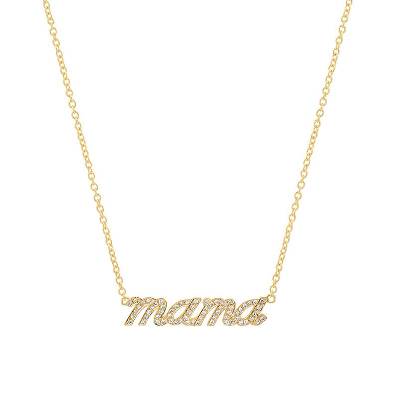 Diamond Mama Script Necklace