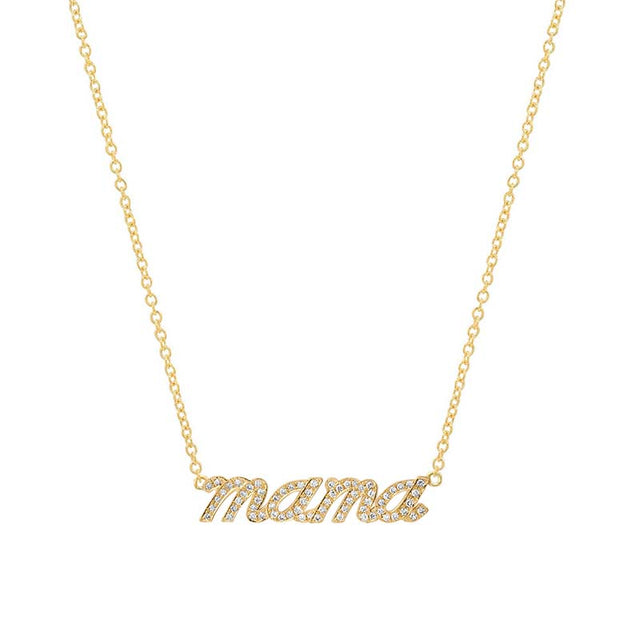 Diamond Mama Script Necklace