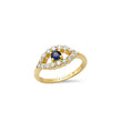Medium Diamond Open Evil Eye Ring with Sapphire Center