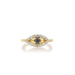 Medium Diamond Open Evil Eye Ring with Sapphire Center