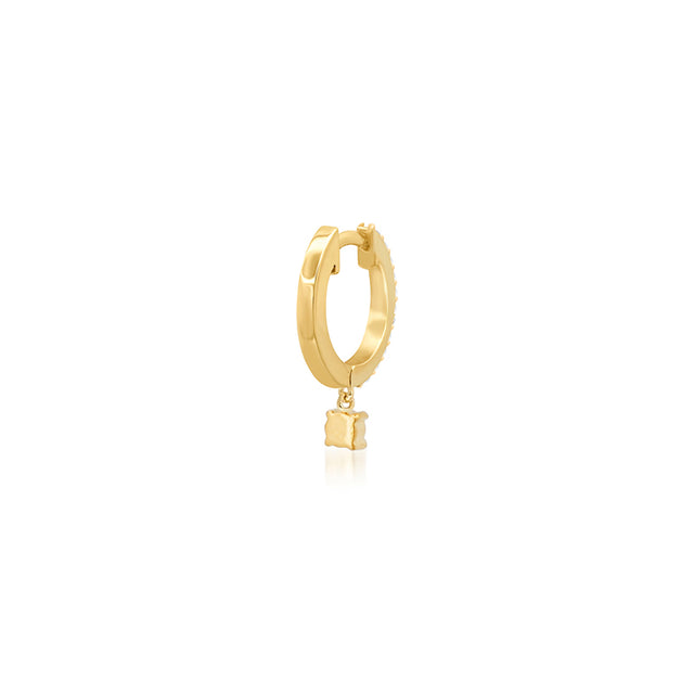 Small Diamond Huggies with 4-Prong Set Diamond Drop