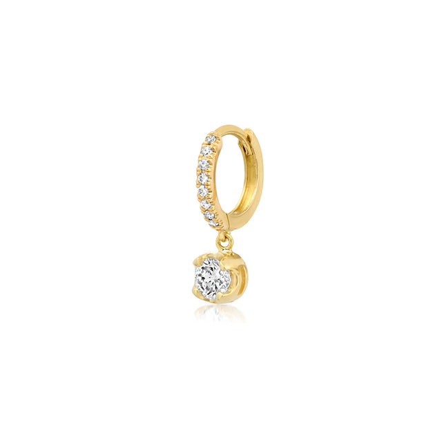 Single Small Diamond Huggie with Small Illusion Set Diamond Drop