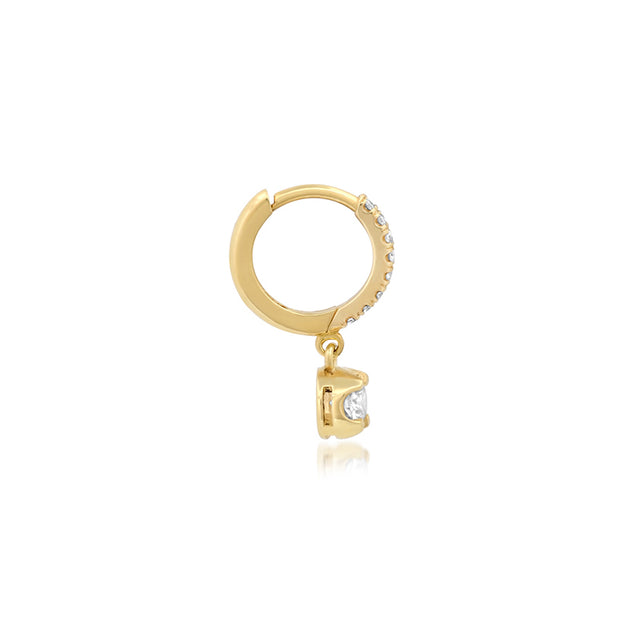 Single Small Diamond Huggie with Small Illusion Set Diamond Drop