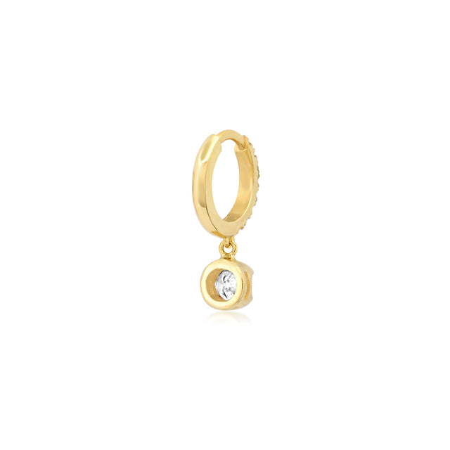 Single Small Diamond Huggie with Small Illusion Set Diamond Drop
