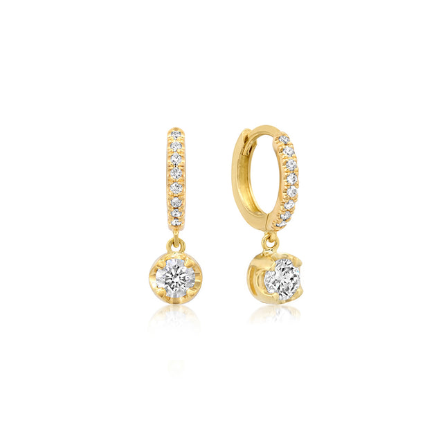 Small Diamond Huggies with Small Illusion Set Diamond Drop