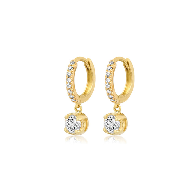 Small Diamond Huggies with Small Illusion Set Diamond Drop
