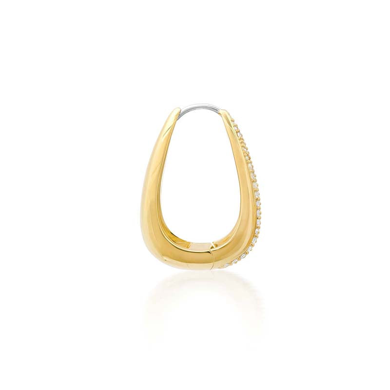 Elongated Teardrop Huggies With Diamond Pave