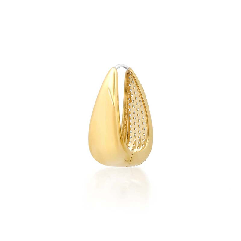 Elongated Teardrop Huggies With Diamond Pave