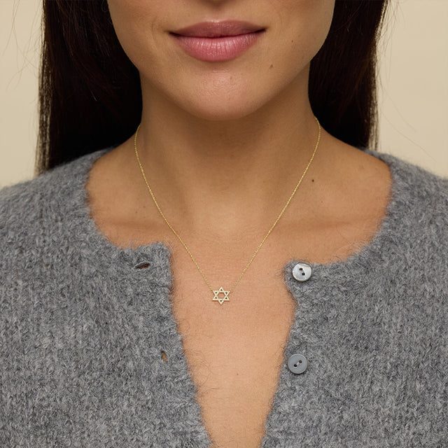 Mini Diamond Star of David Necklace