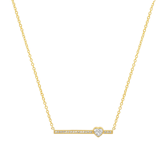 Diamond Stick Necklace With Heart-Cut Diamond Accent