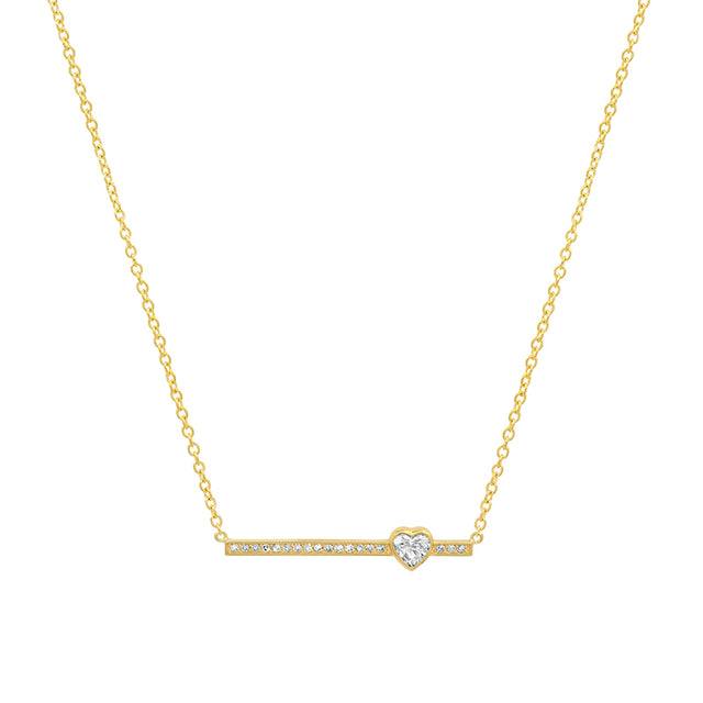 Diamond Stick Necklace With Heart-Cut Diamond Accent