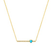 Diamond Stick Necklace with Heart Cut Turquoise Accent