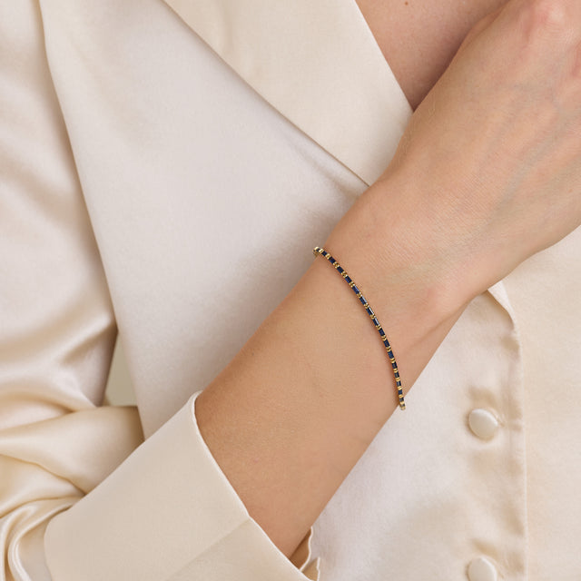 Blue Sapphire Baguette Tennis Bracelet