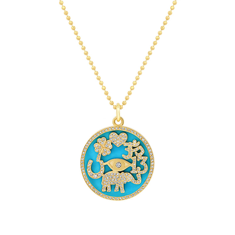 Turquoise Inlay and Diamond Pave Good Luck Necklace for Women | Jennifer  Meyer