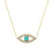 Medium Diamond Open Evil Eye Necklace with Turquoise Center
