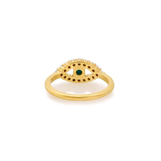 Medium Diamond Open Evil Eye Ring with Turquoise Center