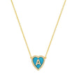 Mini Turquoise Inlay Heart Necklace with Diamond Letter Detail