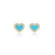 Turquoise Inlay Heart Studs with Diamonds