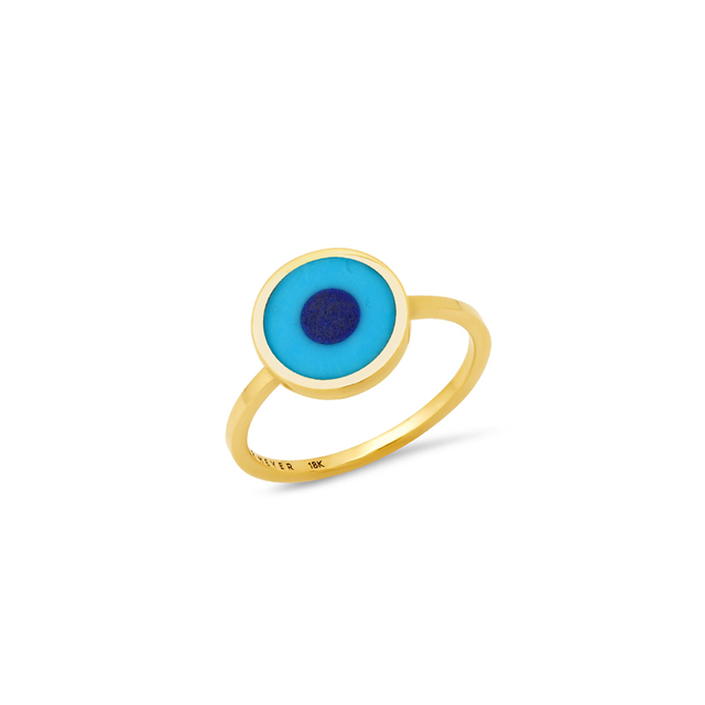 Turquoise Inlay Evil Eye Ring