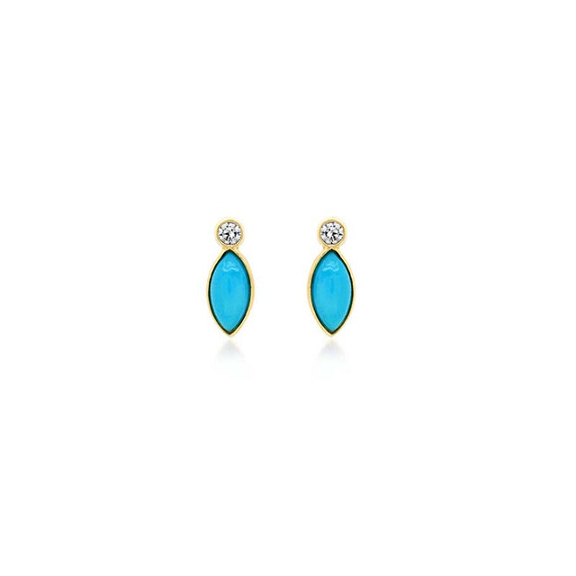 Diamond Bezel with Turquoise Marquise Studs