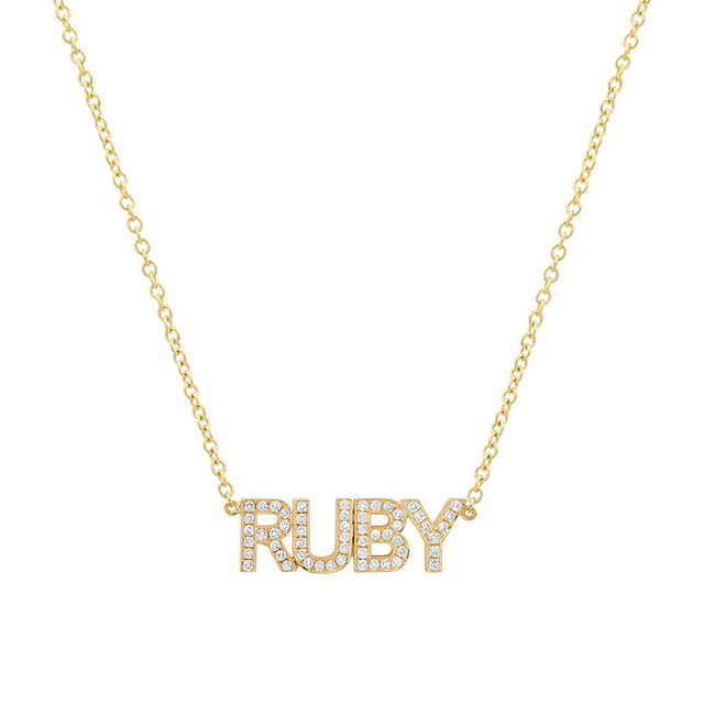 Custom Diamond Uppercase Word Necklace