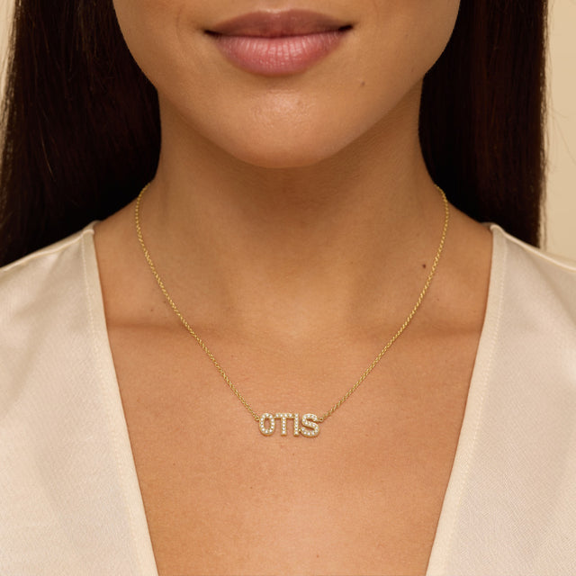 Custom Diamond Uppercase Word Necklace
