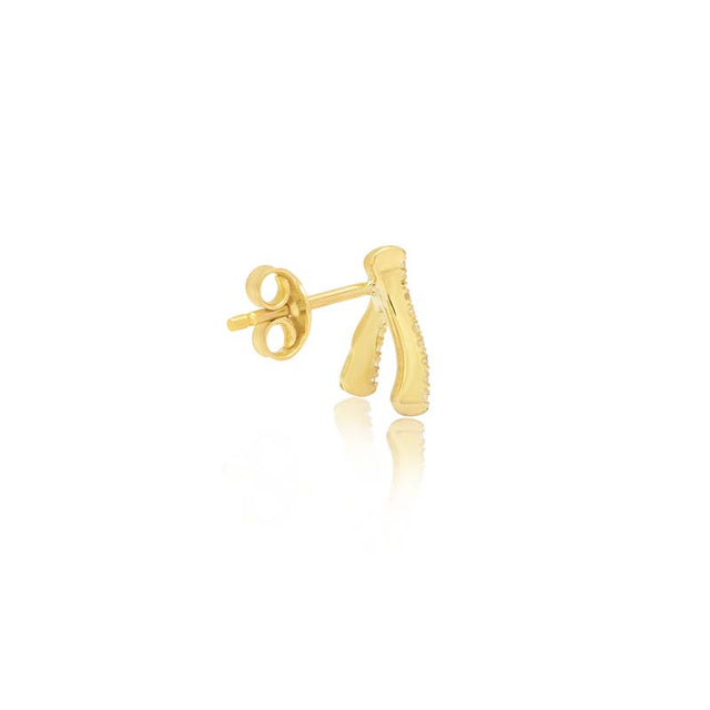 Single Diamond Mini Wishbone Stud