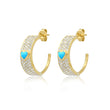 Wide Diamond Ellen Hoops with Heart-Cut Turquoise Accent