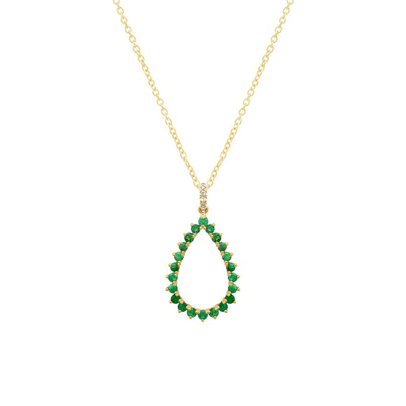3-Prong Emerald Open Teardrop Necklace