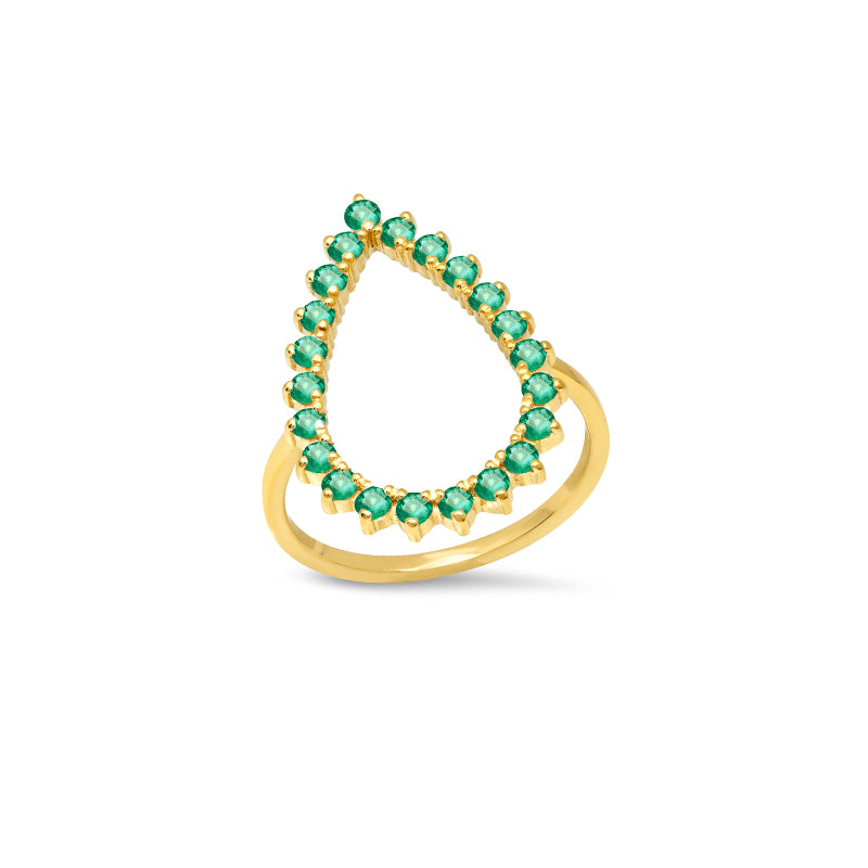 3-Prong Emerald Open Teardrop Ring