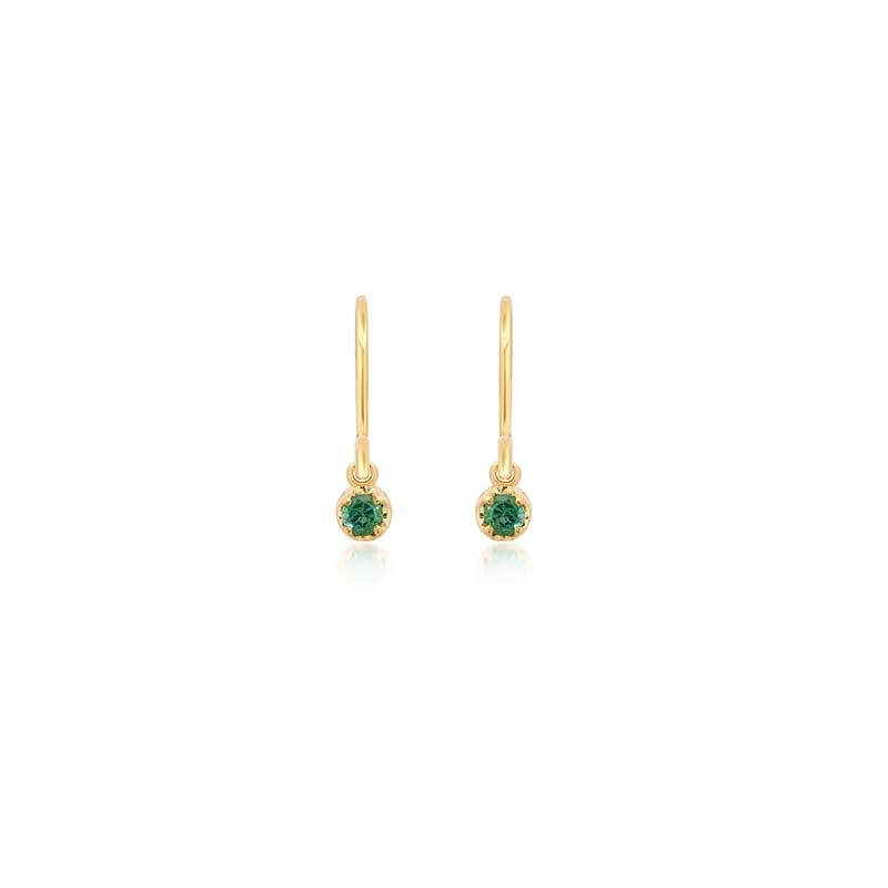 Single Illusion-Set Emerald Drop Earrings