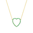 Large Emerald Open Heart Necklace