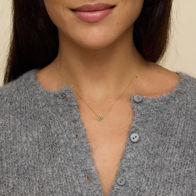 Emerald Mini Clover Necklace