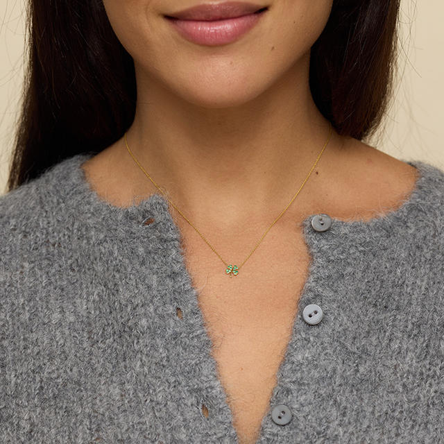 Emerald Mini Clover Necklace
