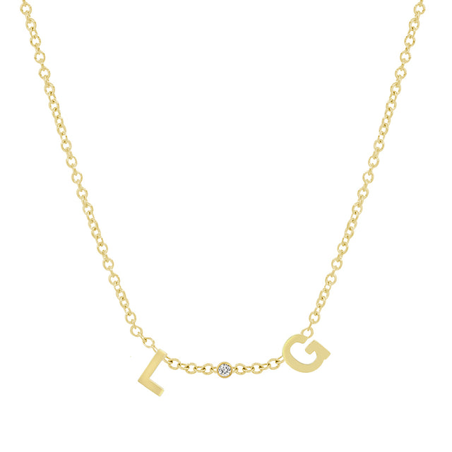Custom Mini Letter Necklace with Bezel Accent