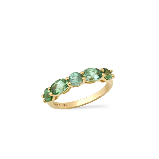 Green Tourmaline Mosaic Ring