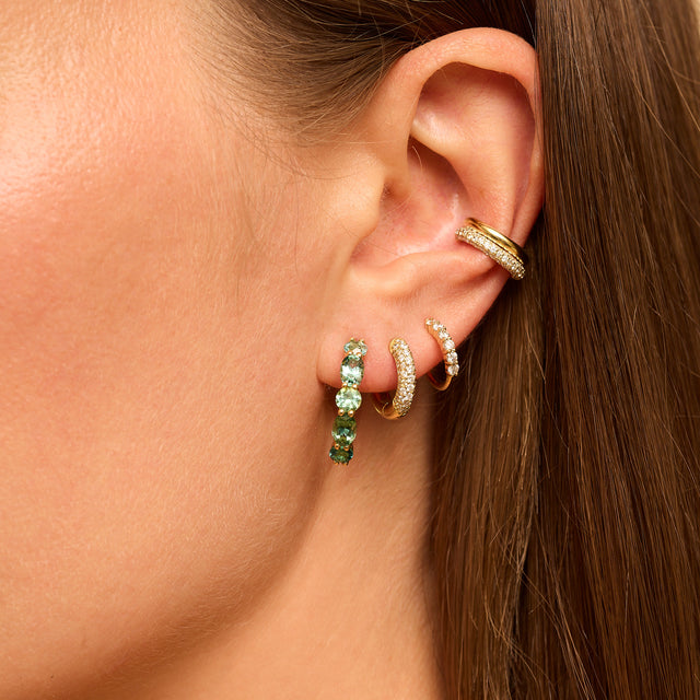 Small Green Tourmaline Mosaic Hoops