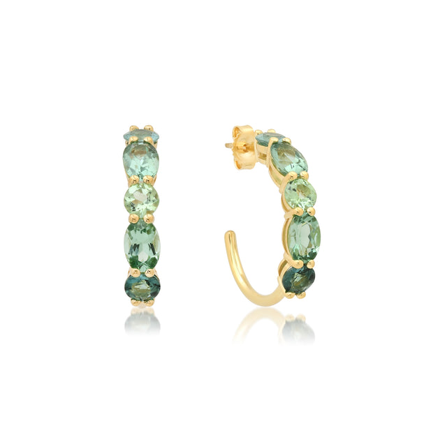 Small Green Tourmaline Mosaic Hoops