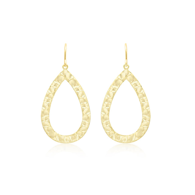 Thin Hammered Open Teardrop Earrings