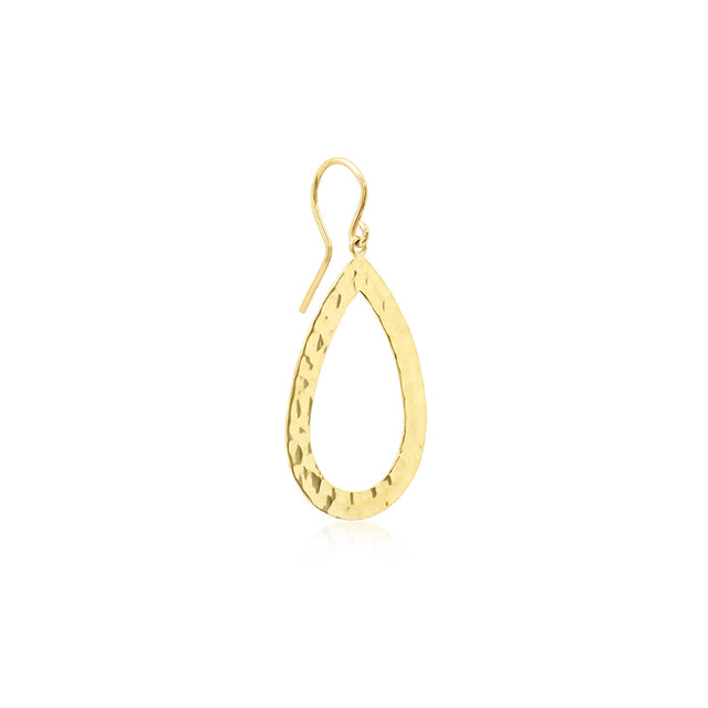 Thin Hammered Open Teardrop Earrings