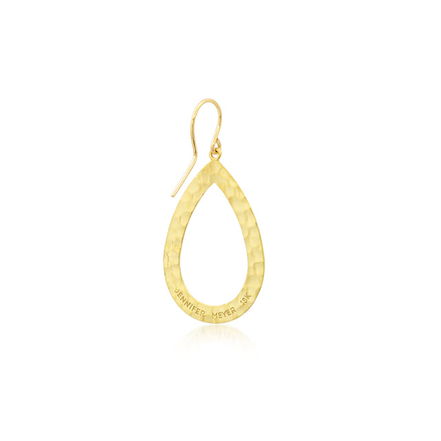Thin Hammered Open Teardrop Earrings