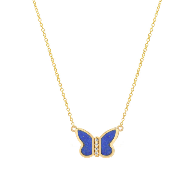 Lapis Inlay Butterfly Necklace 