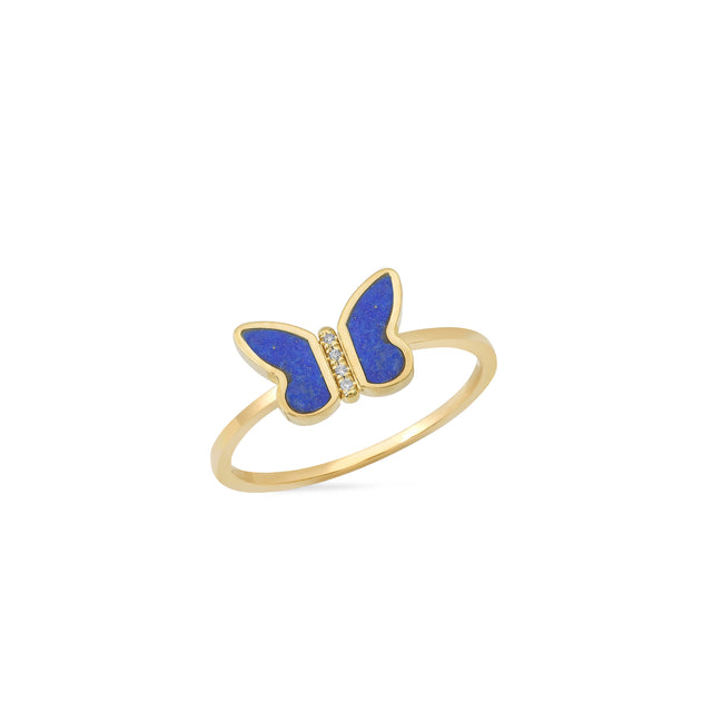 Lapis Inlay Butterfly Ring