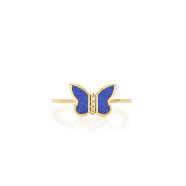 Lapis Inlay Butterfly Ring