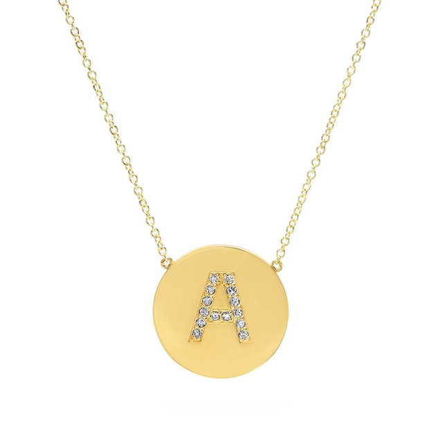 Diamond Letter Disc Necklace