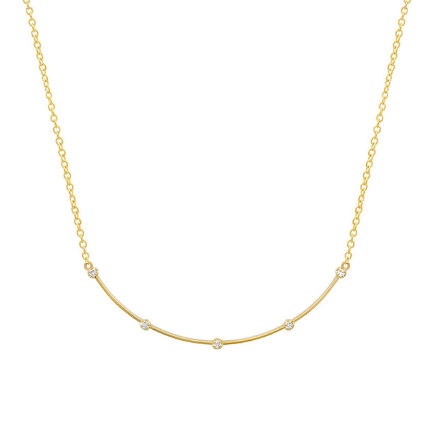 Illusion Set Diamond Long Curved Stick Necklace