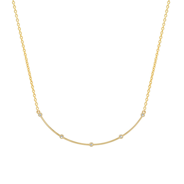Illusion Set Diamond Long Curved Stick Necklace